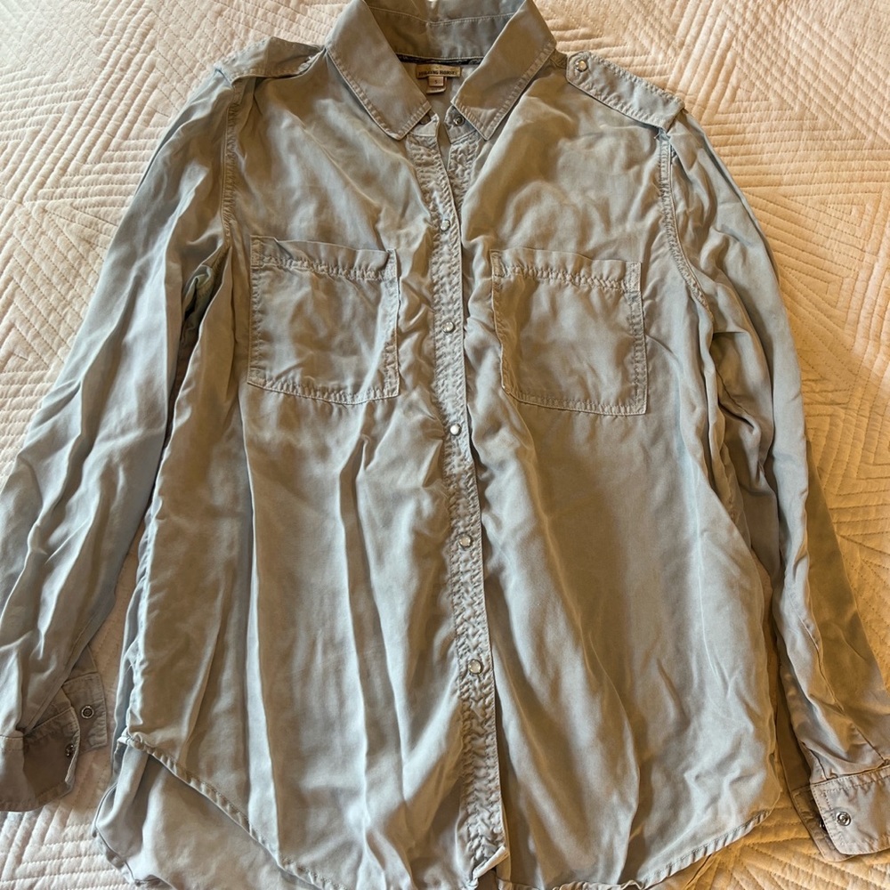 Western Anthropologie blue button down